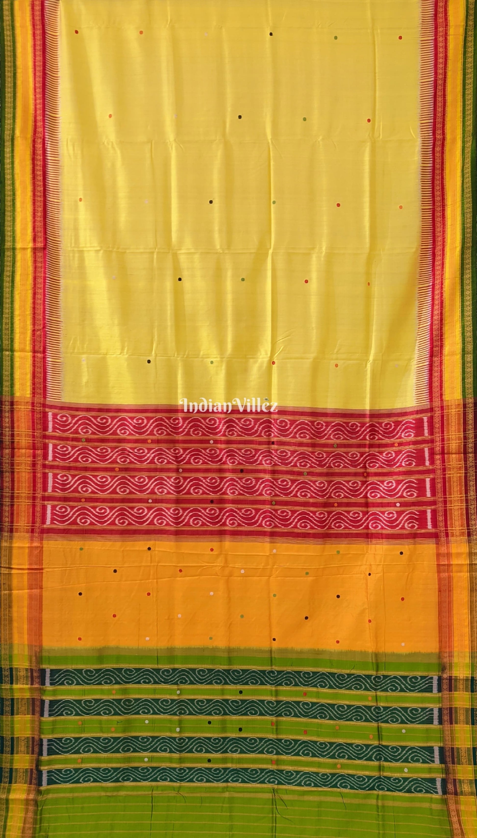 Yellow Kathiphera Odisha Ikat Khandua Silk Saree