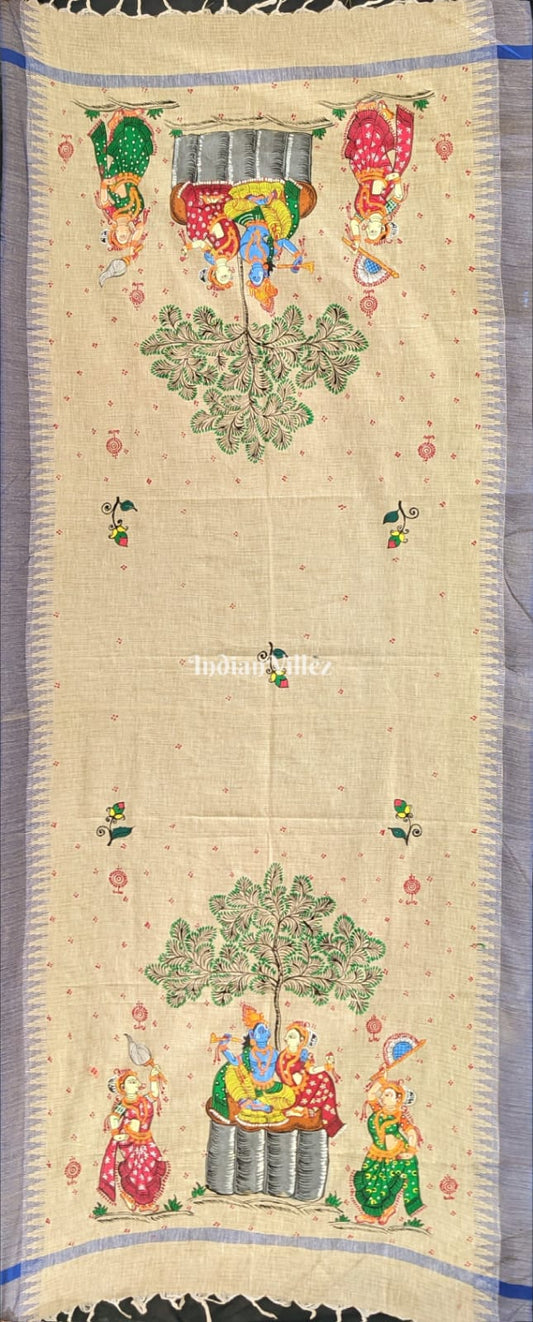 Radha Krishna Pattachitra Tussar Dupatta