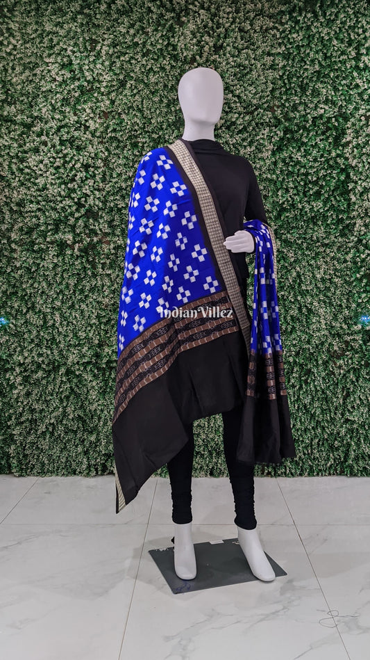 Navy Blue Pasapali Pure Sambalpuri Silk Dupatta