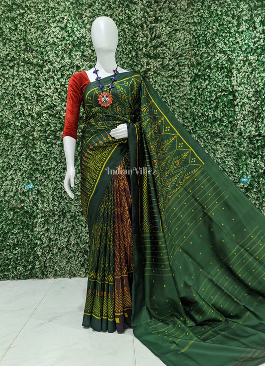 Green Yellow Designer Odisha Ikat Contemporary Silk Saree