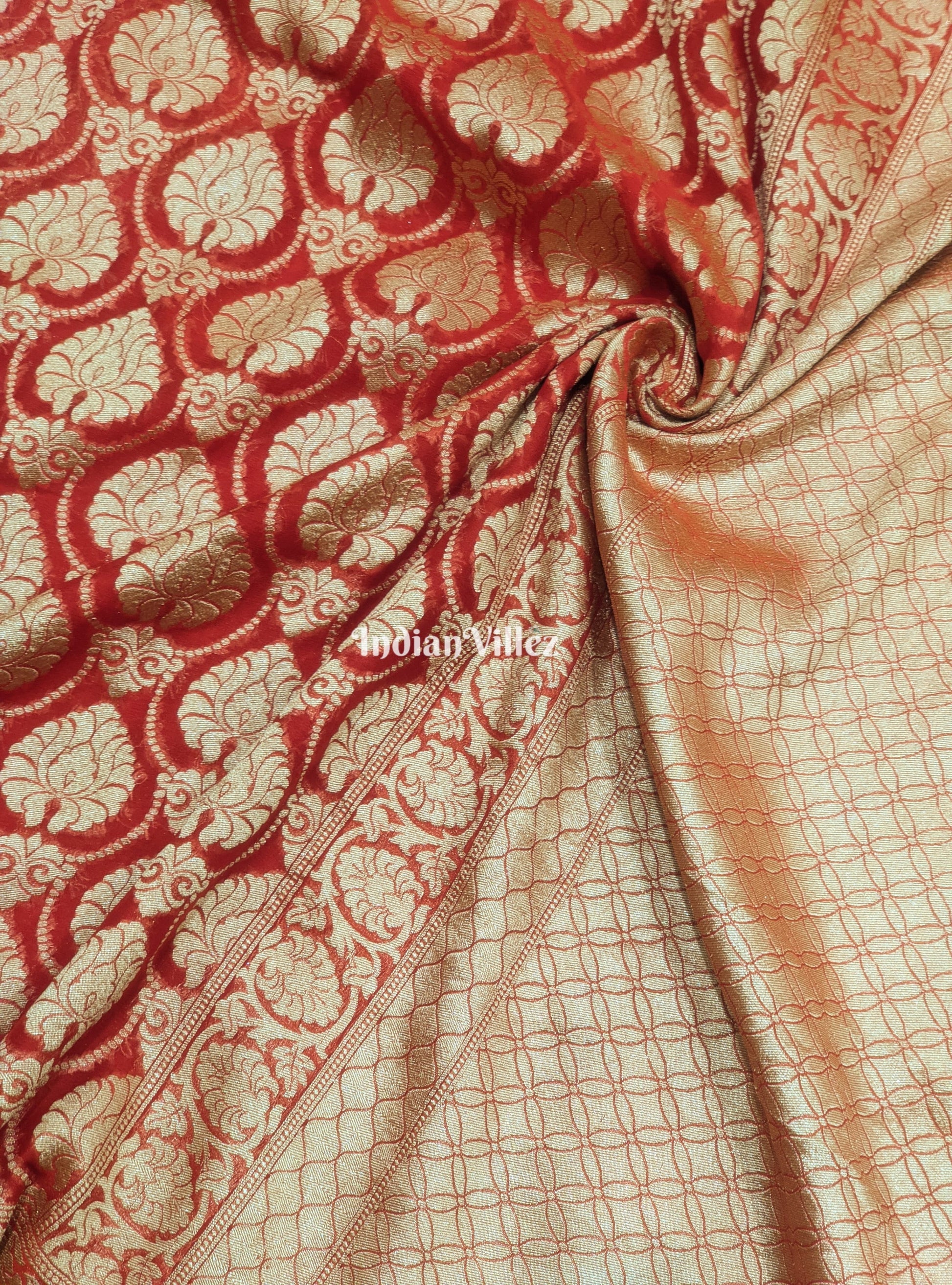 Red Pure Banarasi Georgette Saree