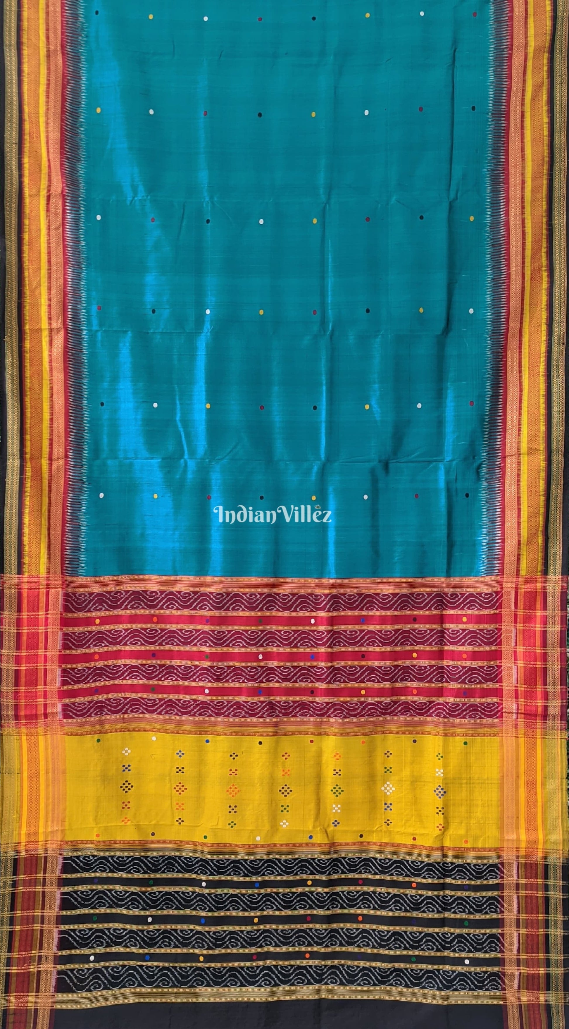 Peacock Green Odisha Ikat Kathiphera Khandua Silk Saree