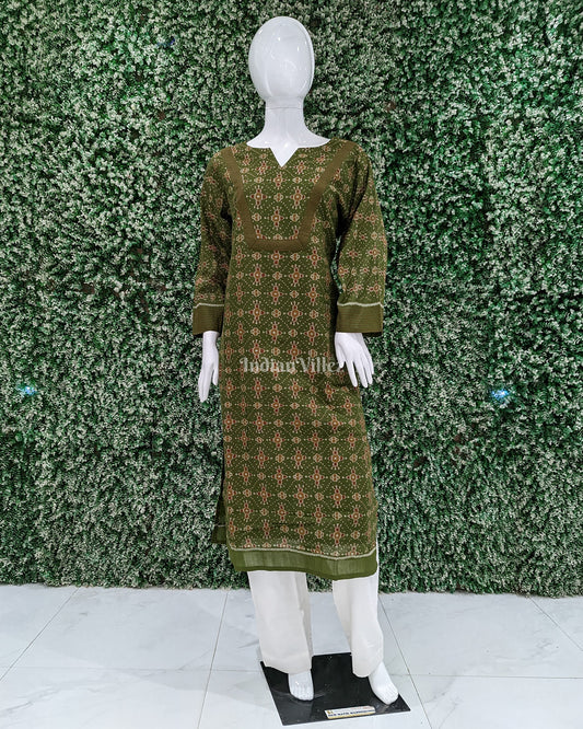 Green Sambalpuri Odisha Ikat Designer Cotton Kurti for Women