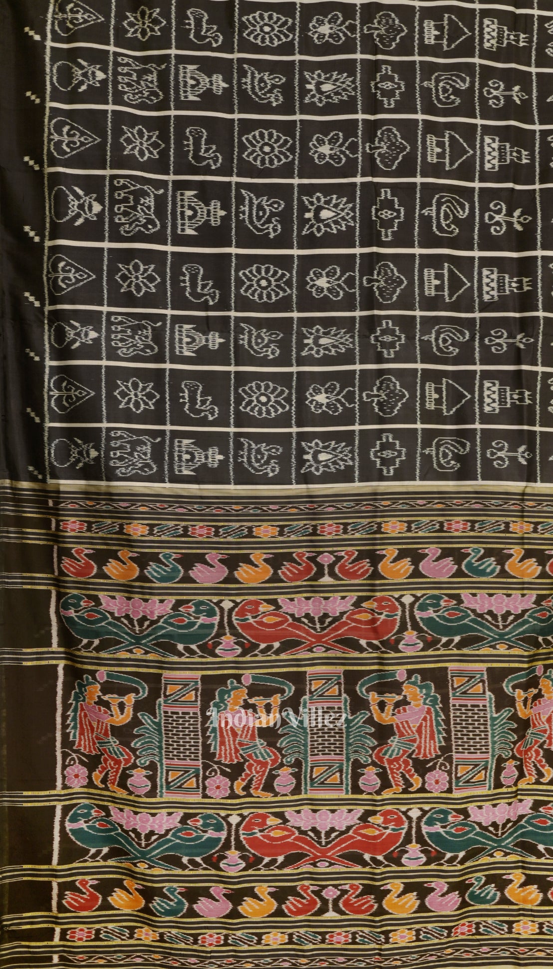 Black Grey Nabakothi Contemporary Silk Saree