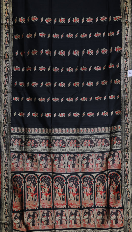 Black Handwoven Baluchari Silk Saree