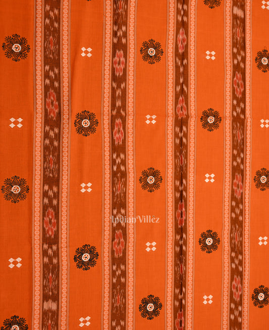 Orange Sambalpuri Cotton  Bomkai Dress Material & Dupatta