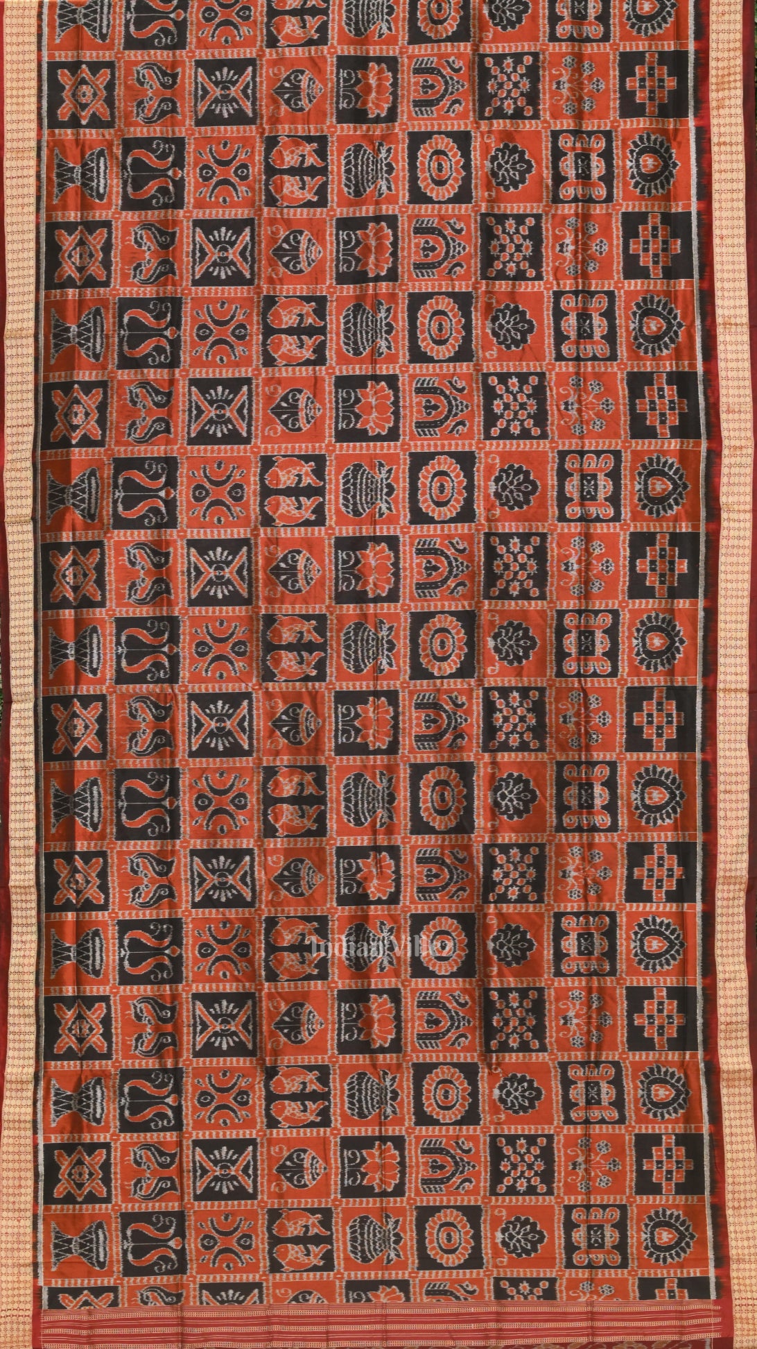 Coffee Brown Nabakothi Odisha Ikat Sambalpuri Silk Saree