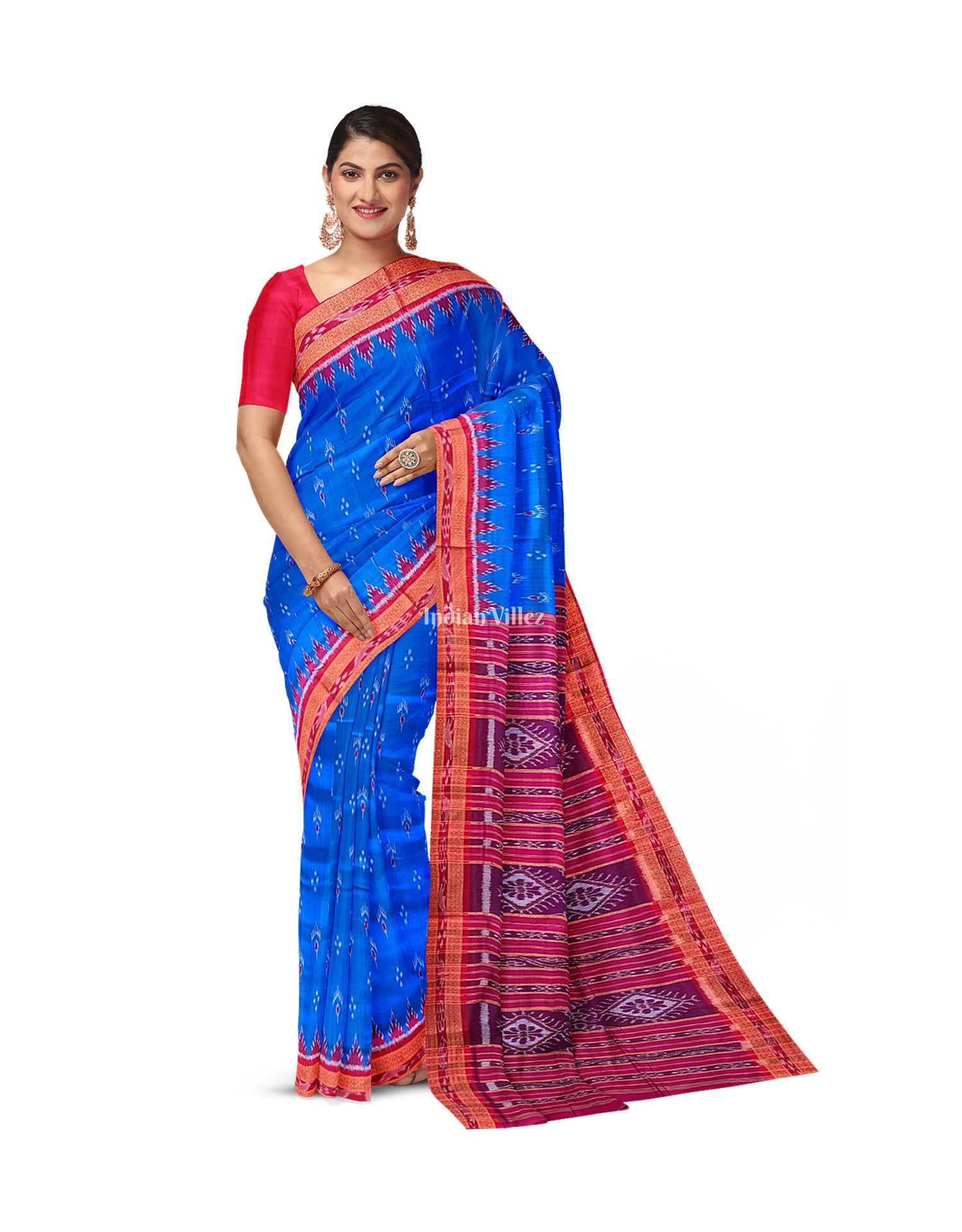 Royal Blue Mayur Chandrika Khandua Silk Saree