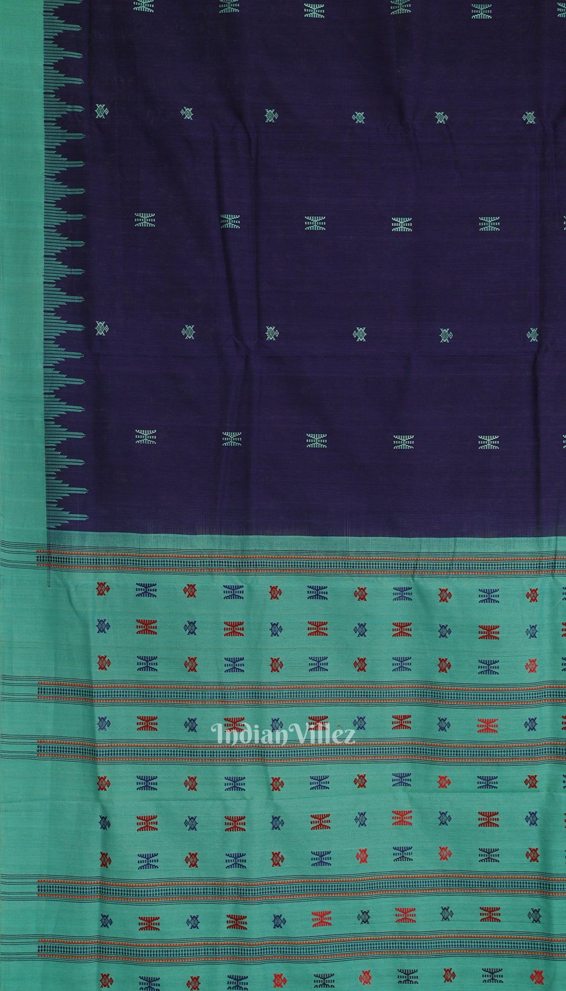 Navy Blue Odisha Ikat Sambalpuri Pure Cotton Saree