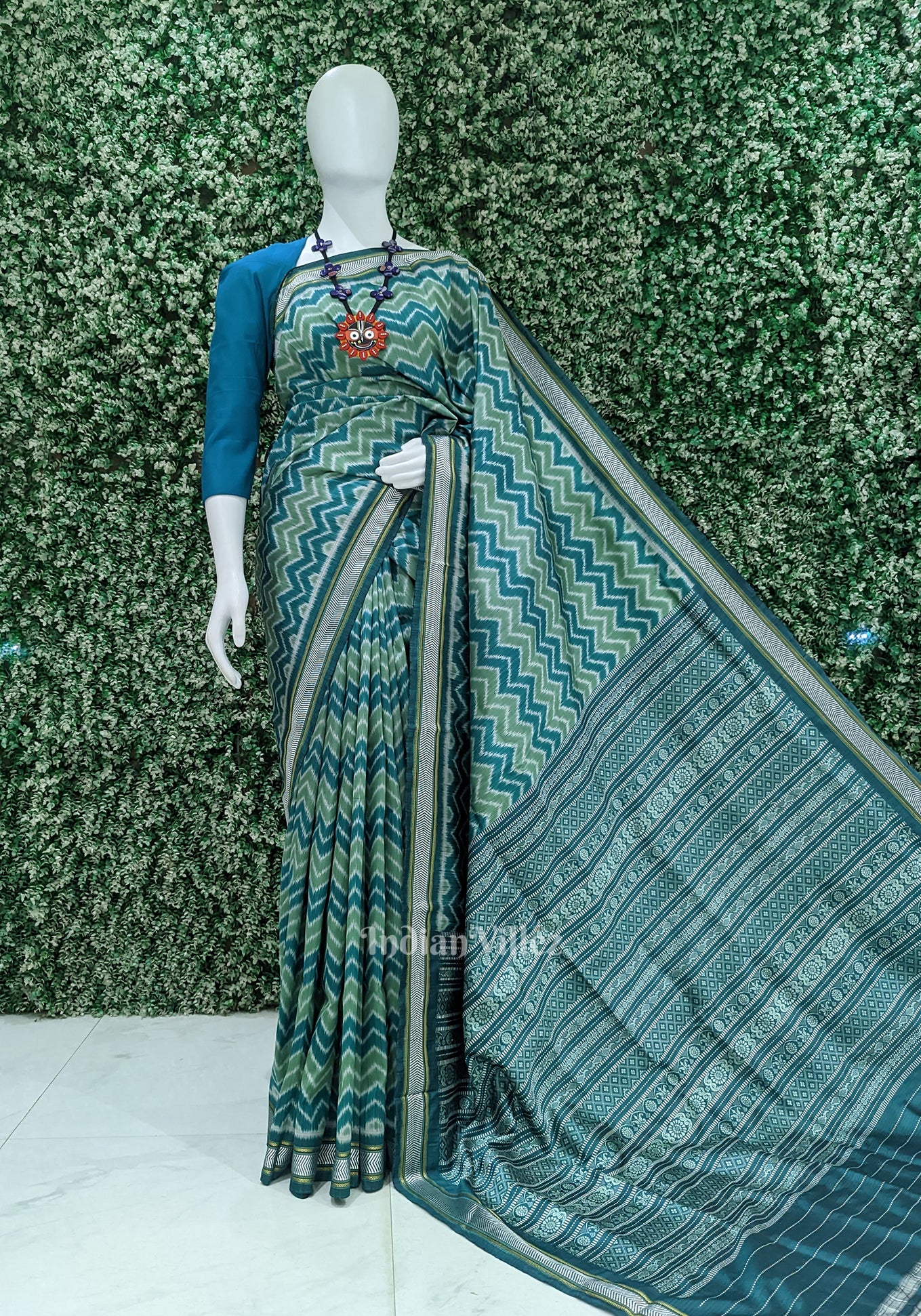 Green with Multicolour Siminoi Silk Saree