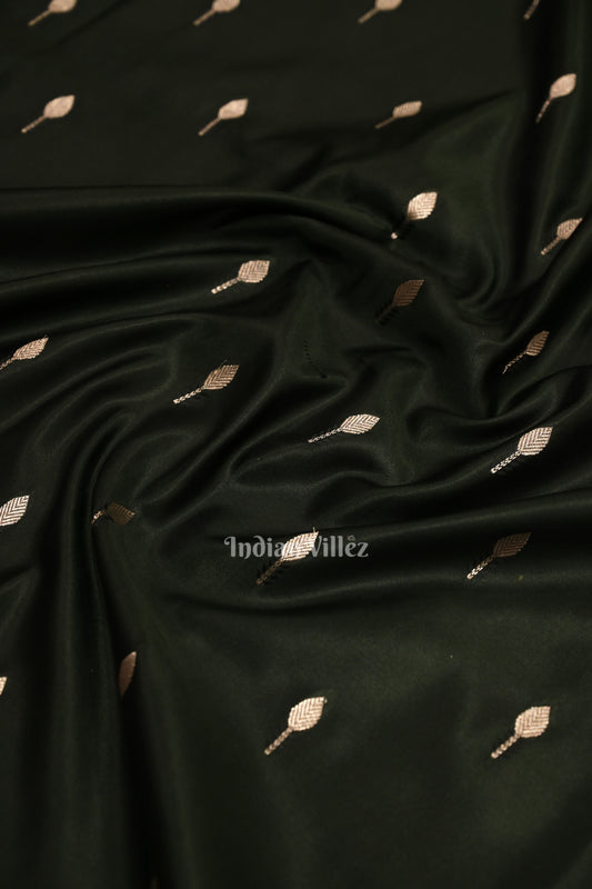 Dark Olive Green Rangkart Mashru Satin Silk Banarasi Saree