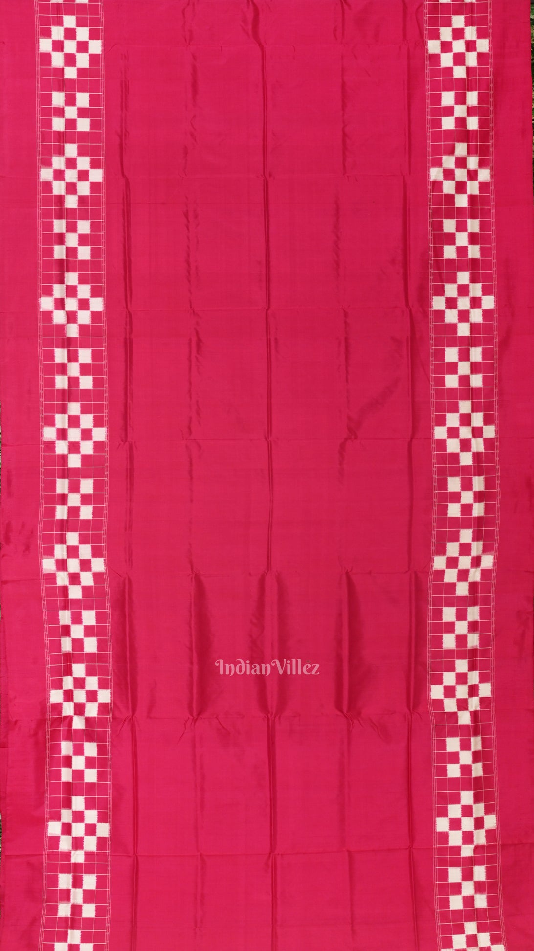 Rani Pink White Odisha Ikat Border Pasapali Sambalpuri Silk Saree