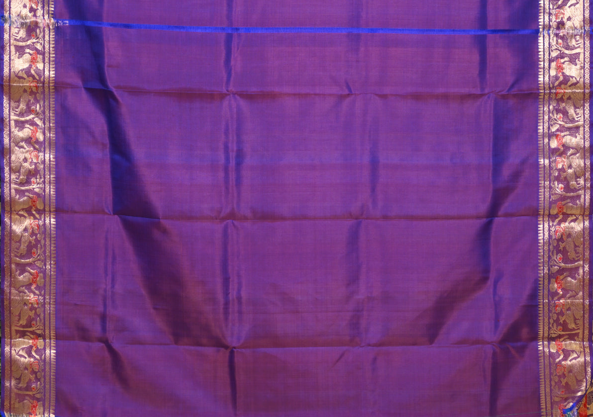 Purple Dual tone Handwoven Baluchari Silk Saree