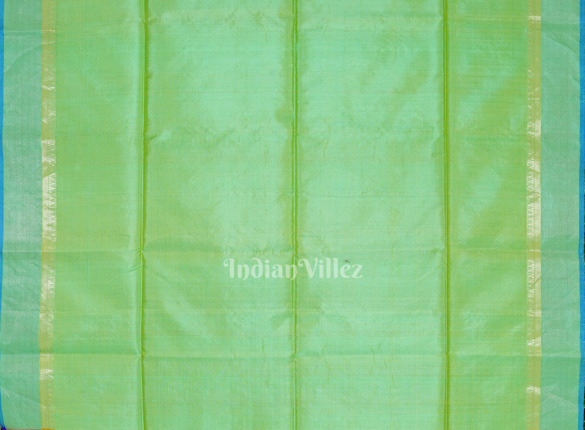 Khaki With Parrot Green Handwoven South Soft Silk Saree