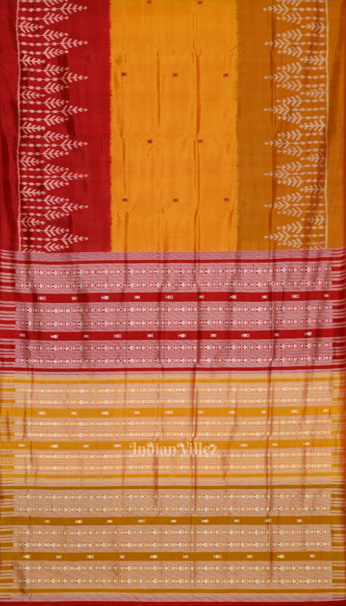 Exclusive Designer Mustard Yellow with Red Contemporary Silk Saree 