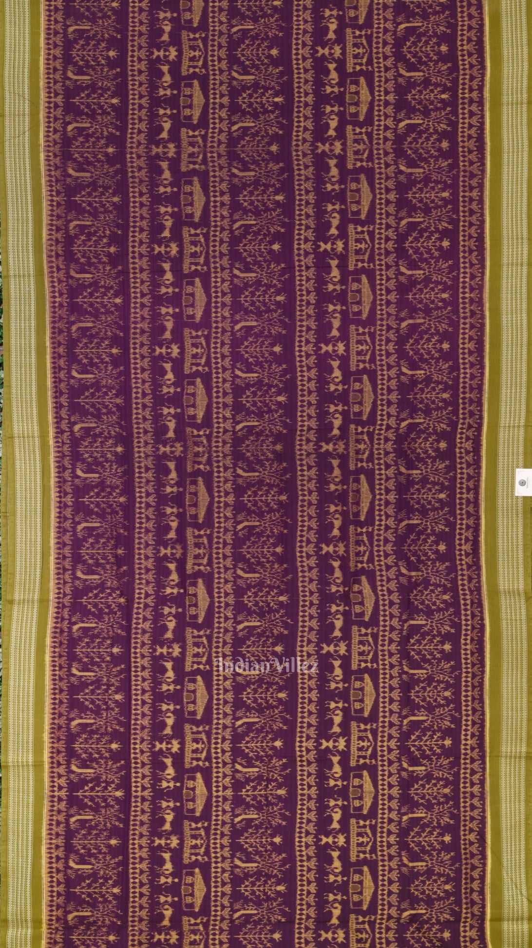 Purple Mehendi Tribal Theme Odisha Sambalpuri Pure Cotton Saree 