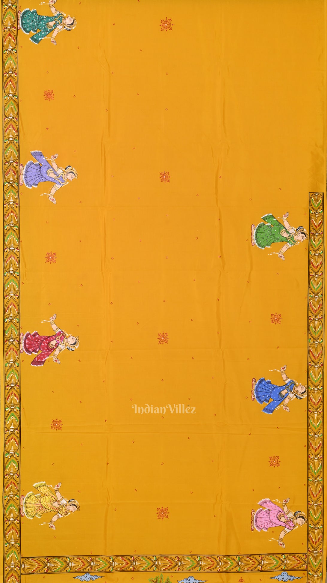 Deep Yellow Hand-Painted Pattachitra Saree 