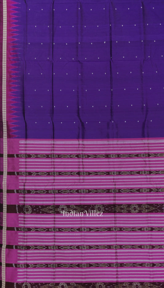 Purple Maroon Single Butta Design Odisha Ikat Bomkai Silk Saree