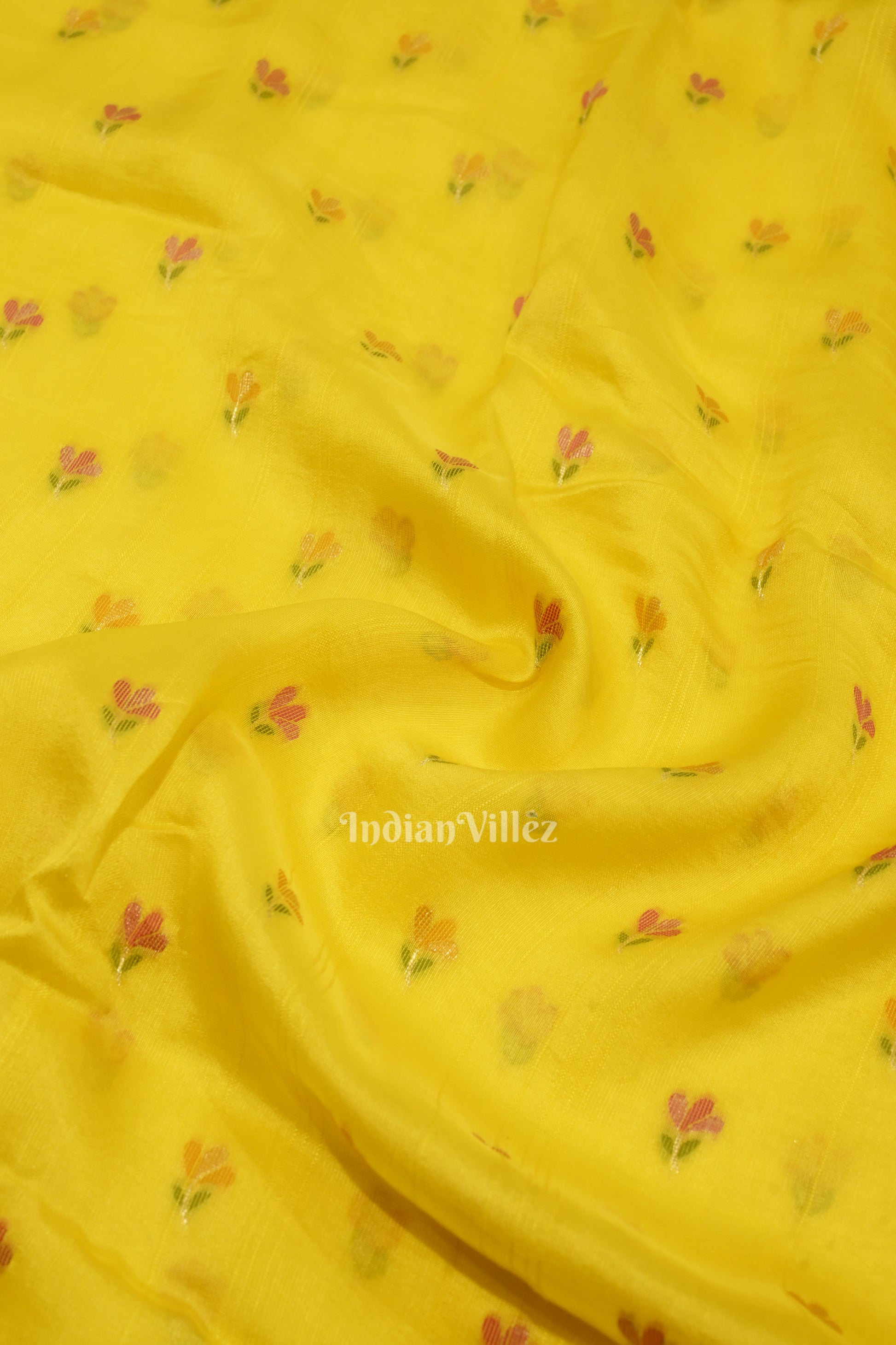 Dark Yellow Tussar Banarasi Silk Saree with Tassels