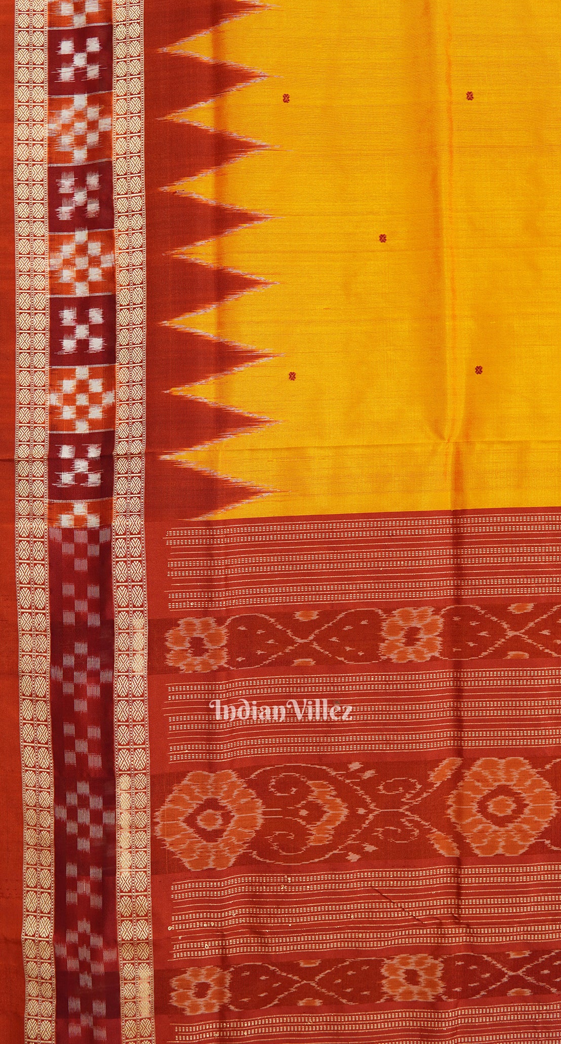 Golden Yellow Butta Design Sambalpuri Silk Saree