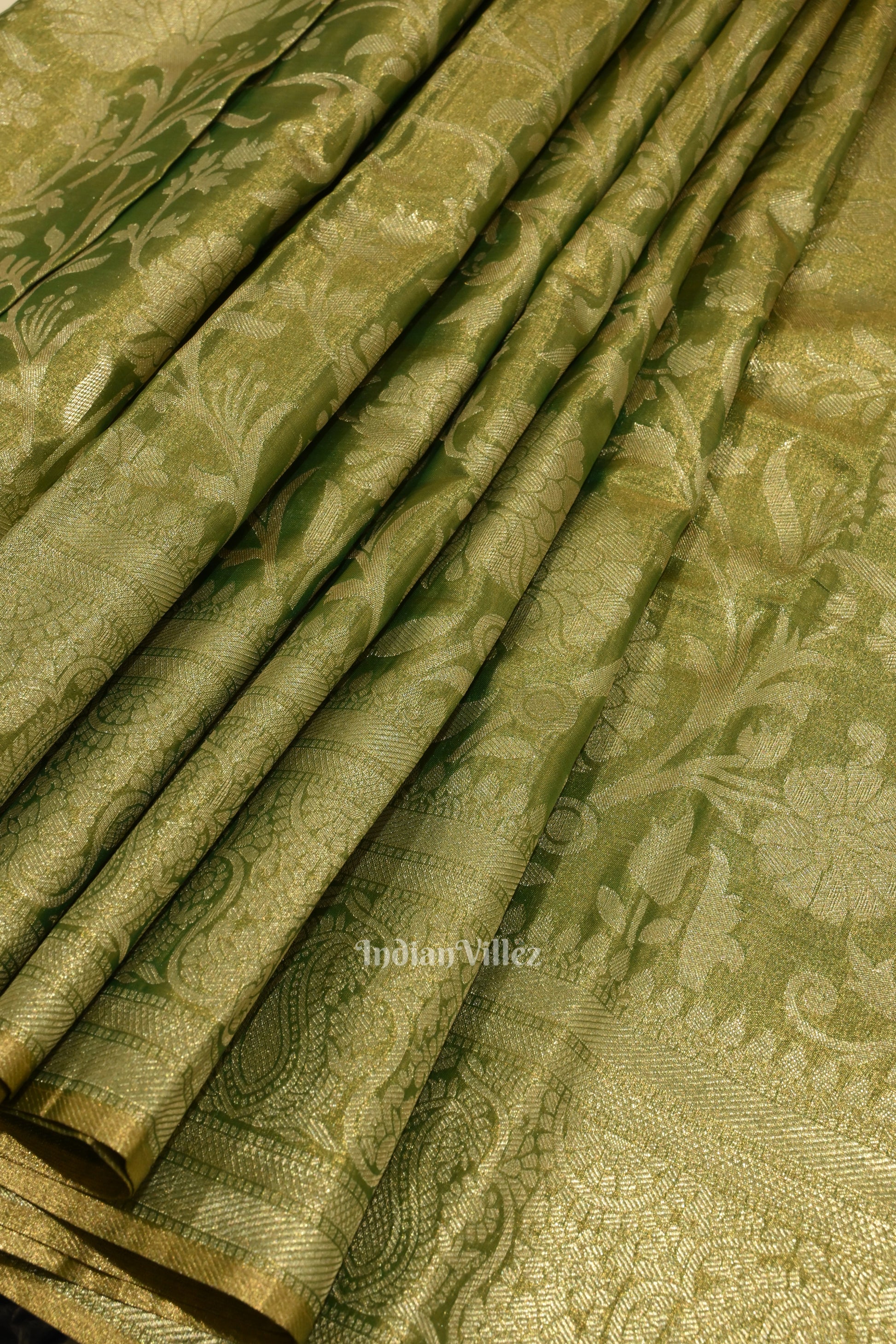 Moss Green Pure Kanjivaram Tissue Silk Saree