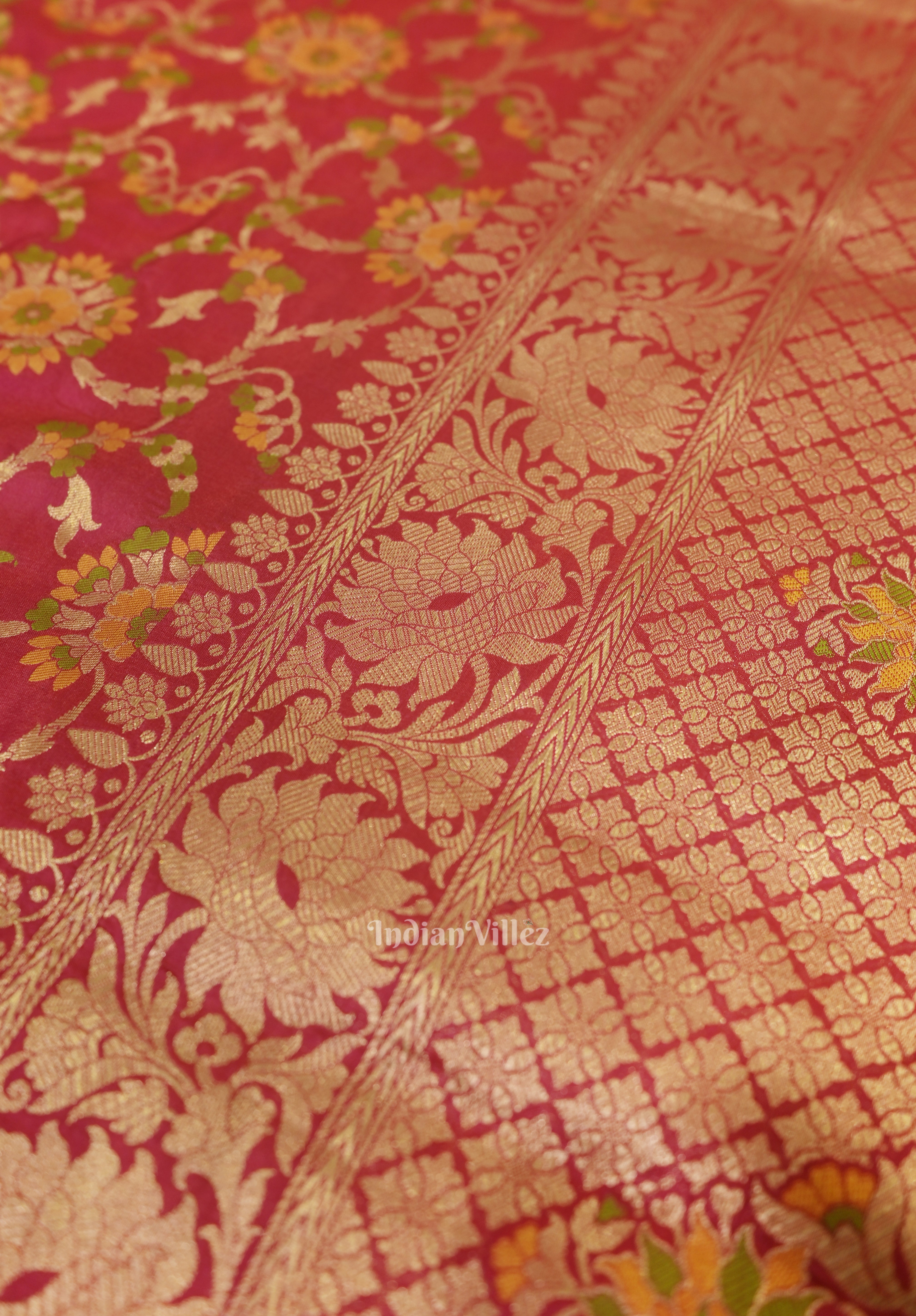 Rani Pink Meenakari Banarasi Katan Silk Saree