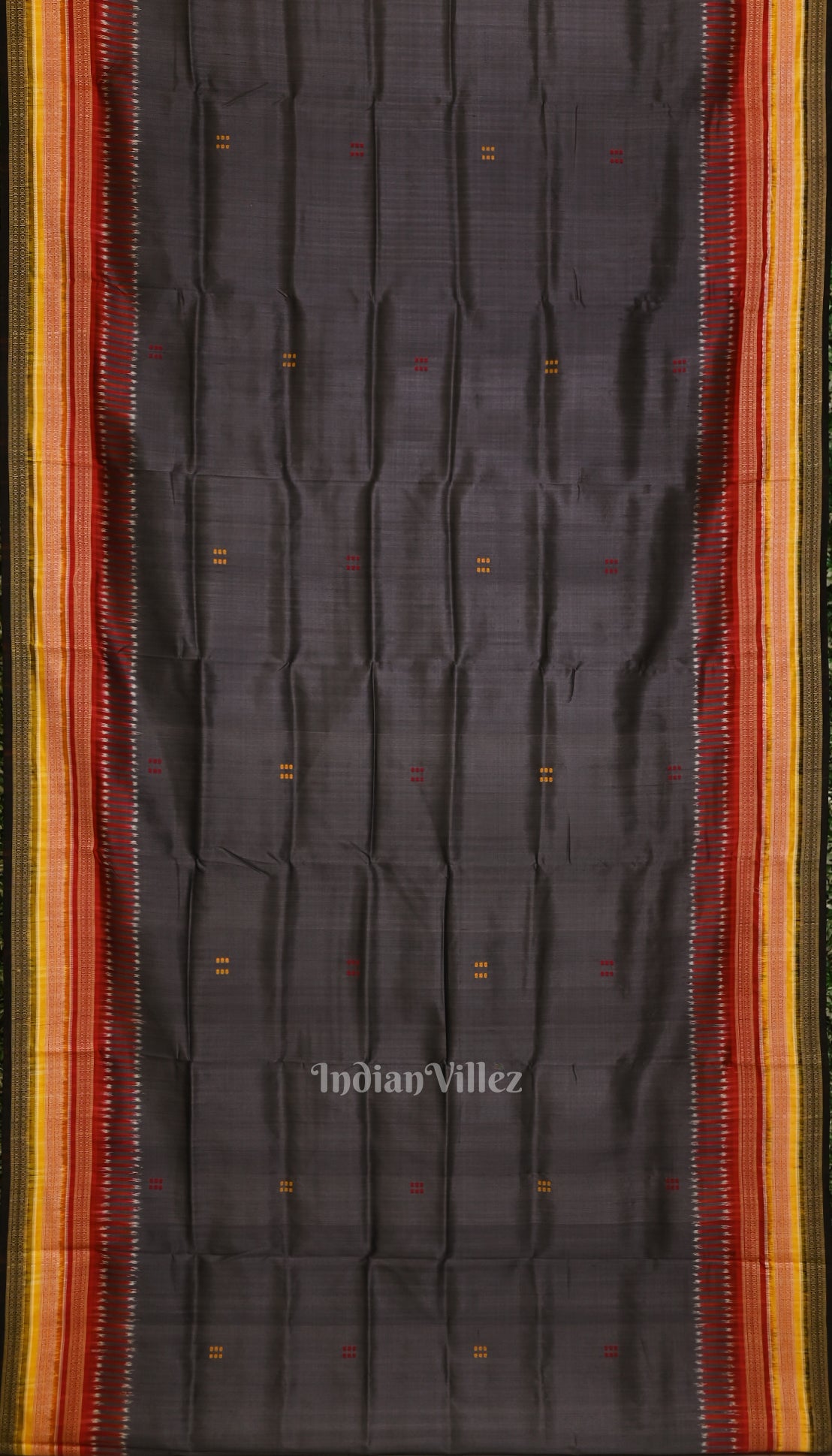 Cement Gray Kathiphera Odisha Ikat Khandua Silk Saree 