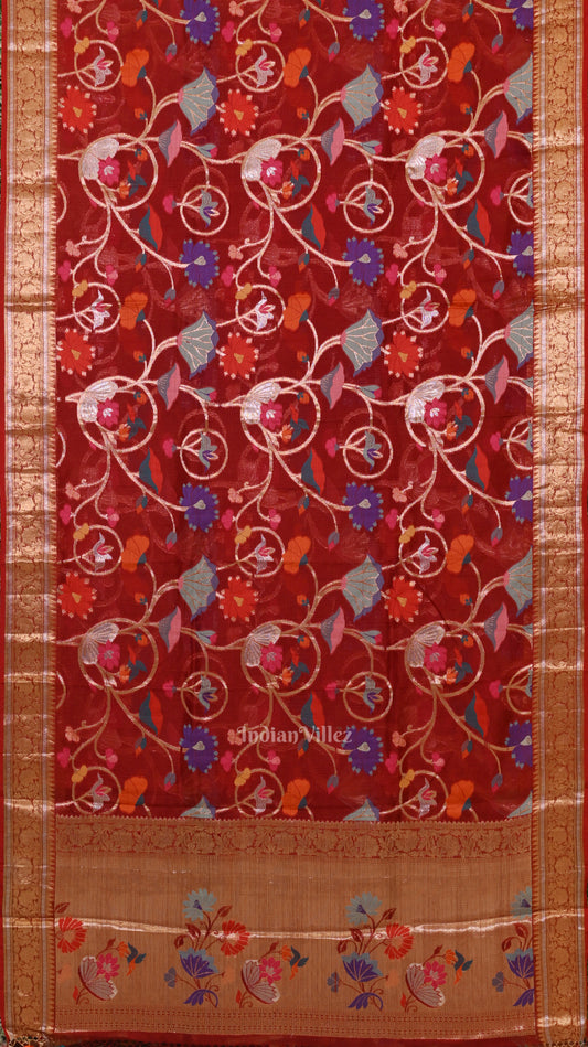  Maroon Jamdani Banarasi Kota Saree