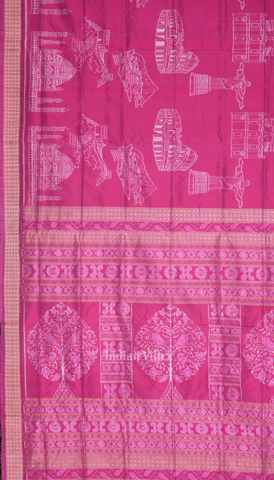 Rani Pink Natural Dyed Sambalpuri Silk Saree 