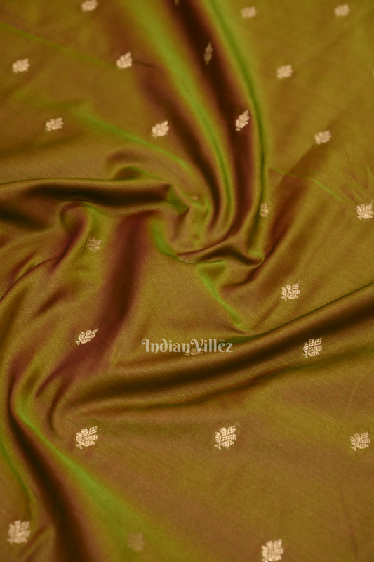 Parrot Green Mashru Satin Silk Banarasi Saree