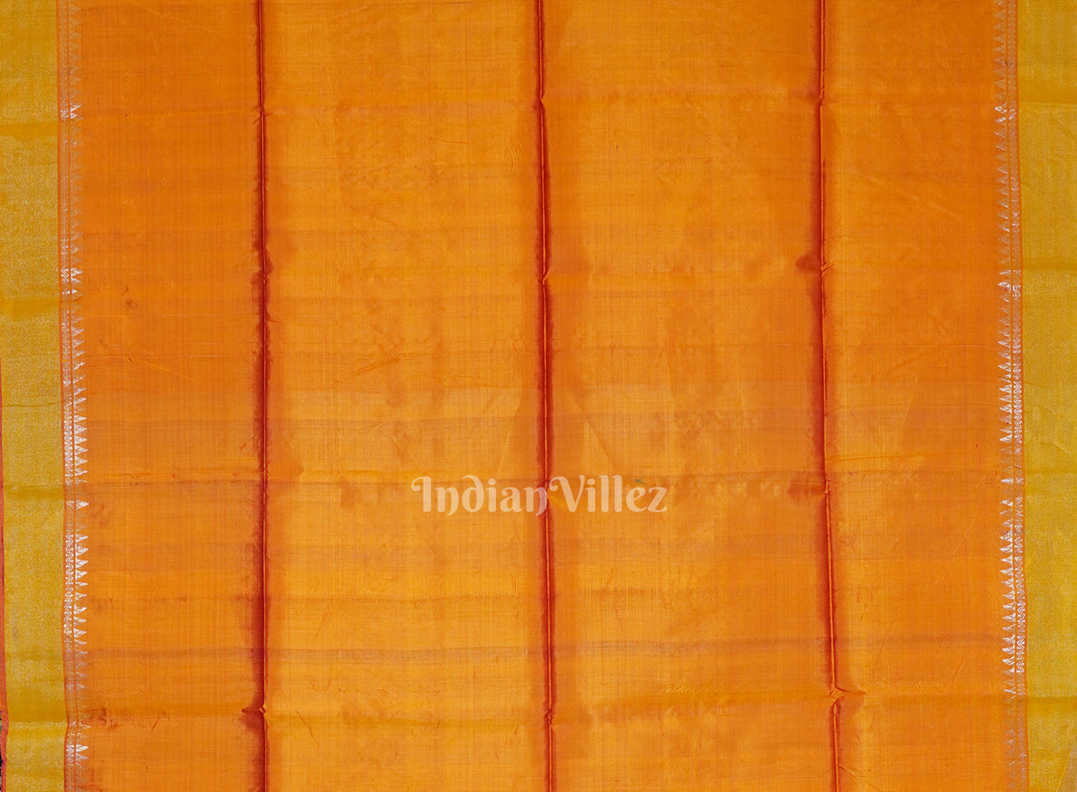 Burgundi With Light Orange Handwoven South Soft Silk Saree