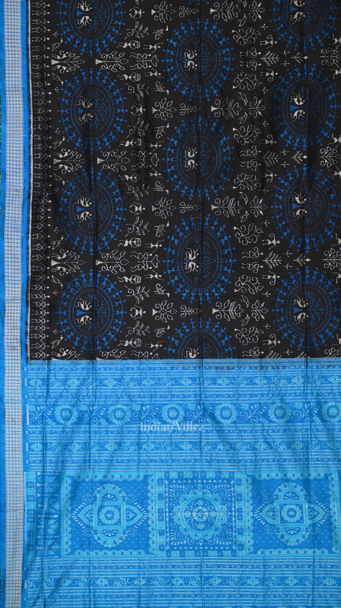 Black Dual Tone Tribal Theme Sambalpuri Silk Saree