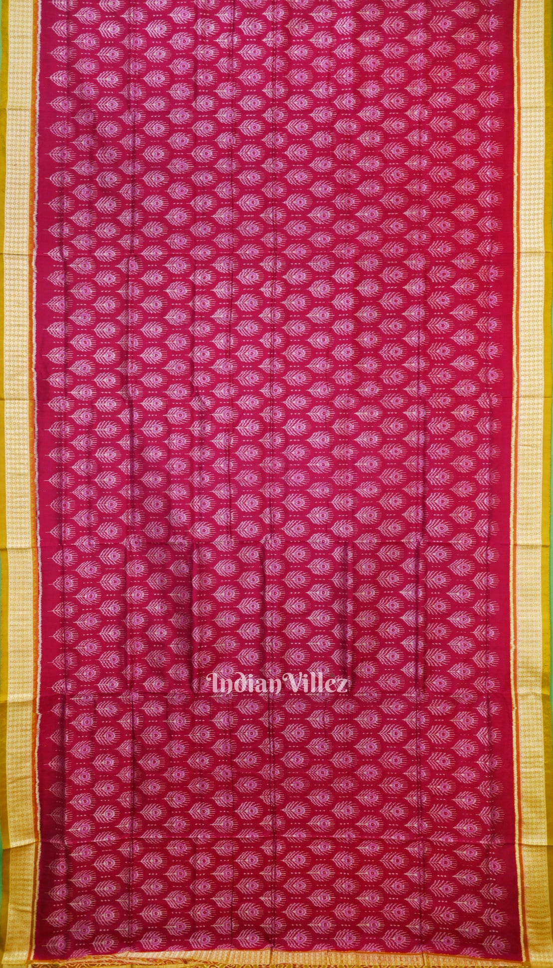 Maroon Mayur Pankha Theme Sambalpuri Silk Saree