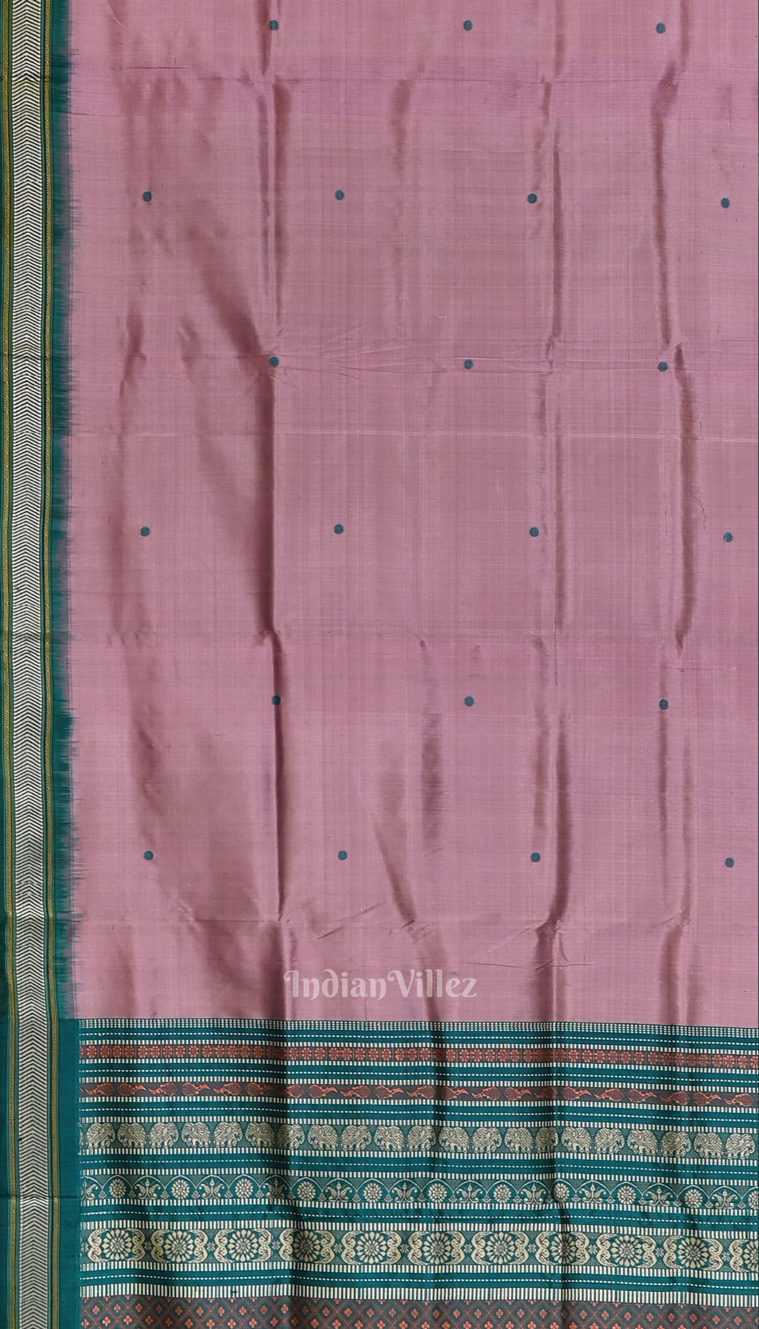 Onion with Green Odisha Handloom Sambalpuri Ikat Silk Saree 