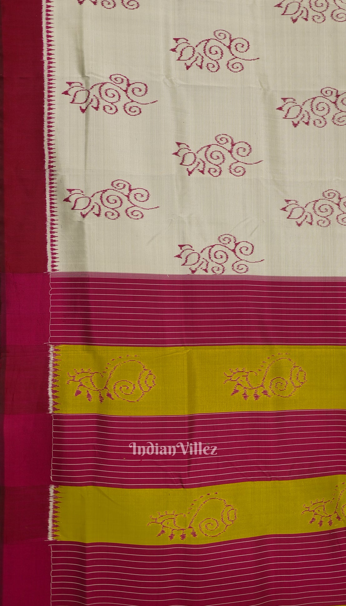 Silver Grey With Maroon Designeer Odisha Ikat Contemporary Silk Saree