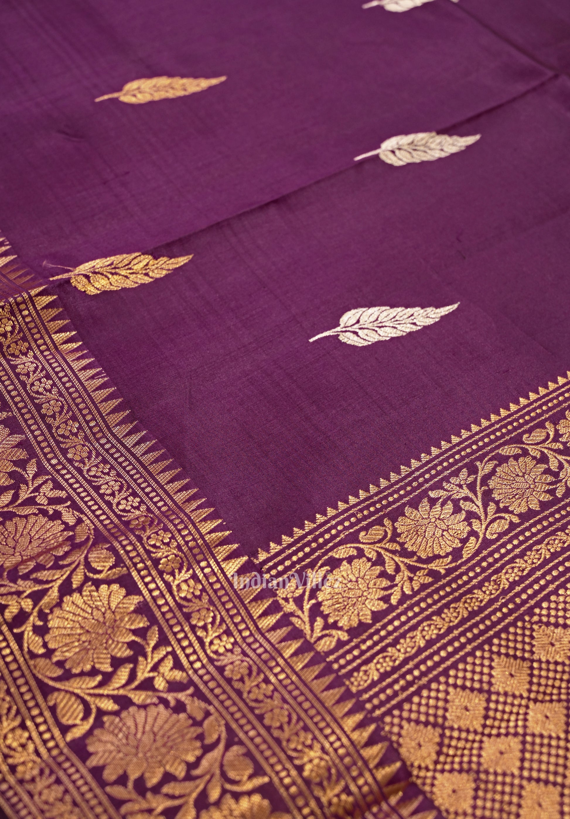 Purple Designer Katan Banarasi Silk Saree