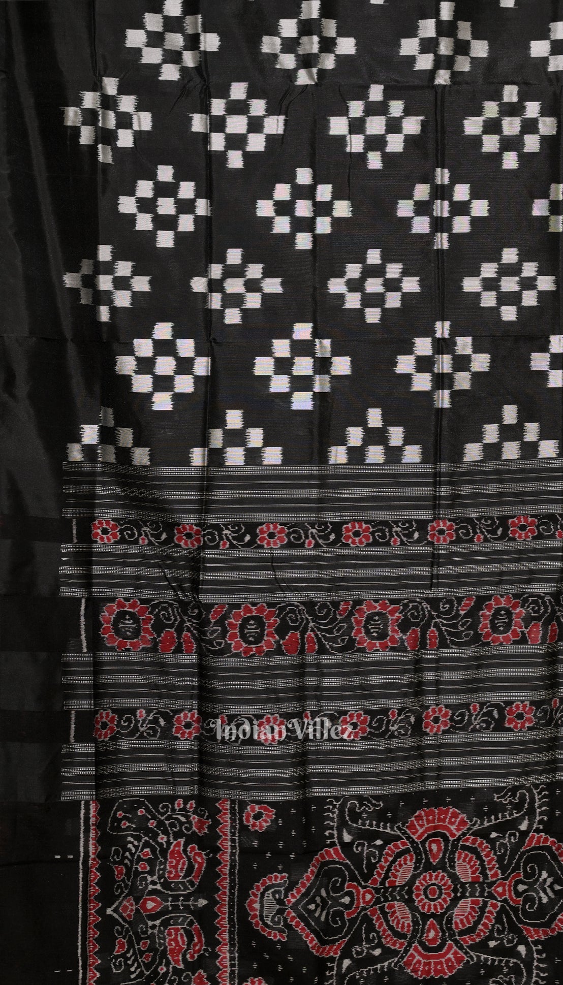 Black Grey Pasapali Sambalpuri Silk Saree