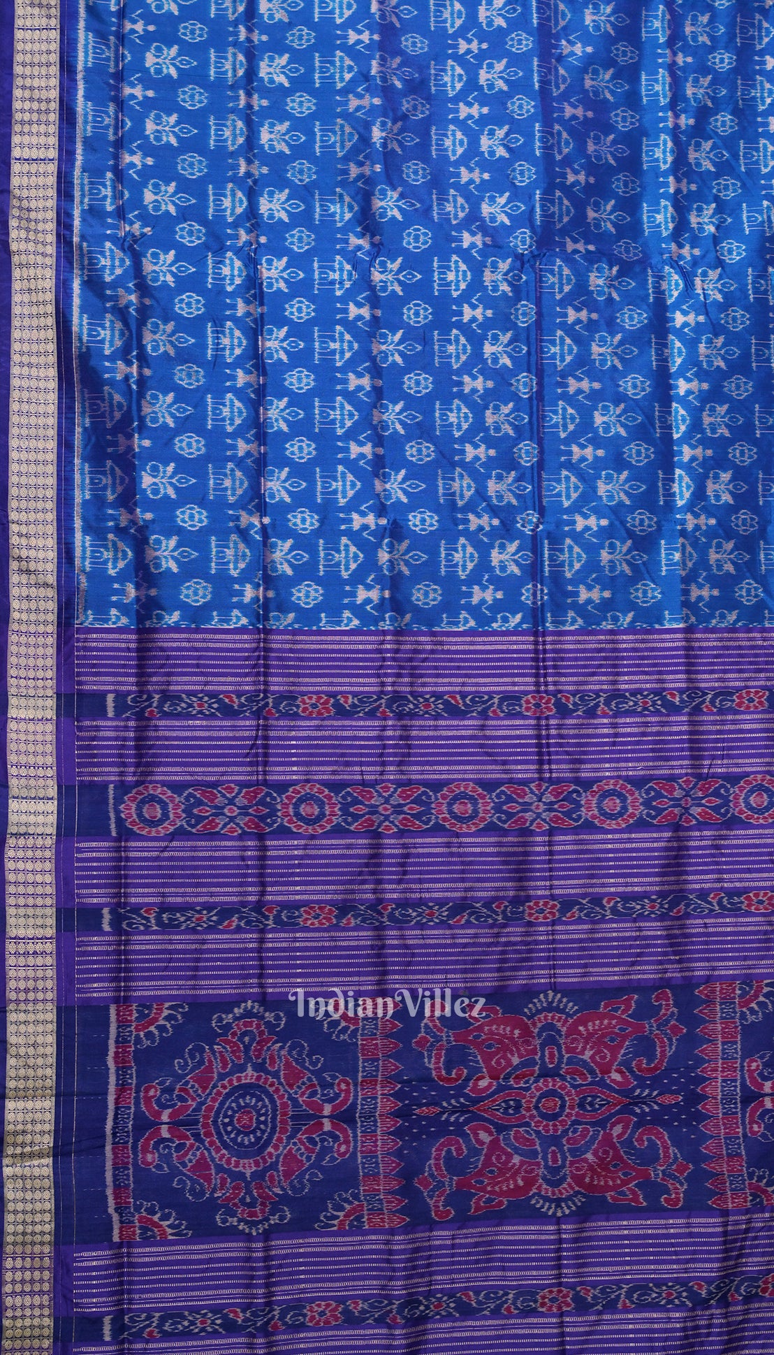 Sky Blue Odisha Ikat Tribal Sambalpuri Silk Saree