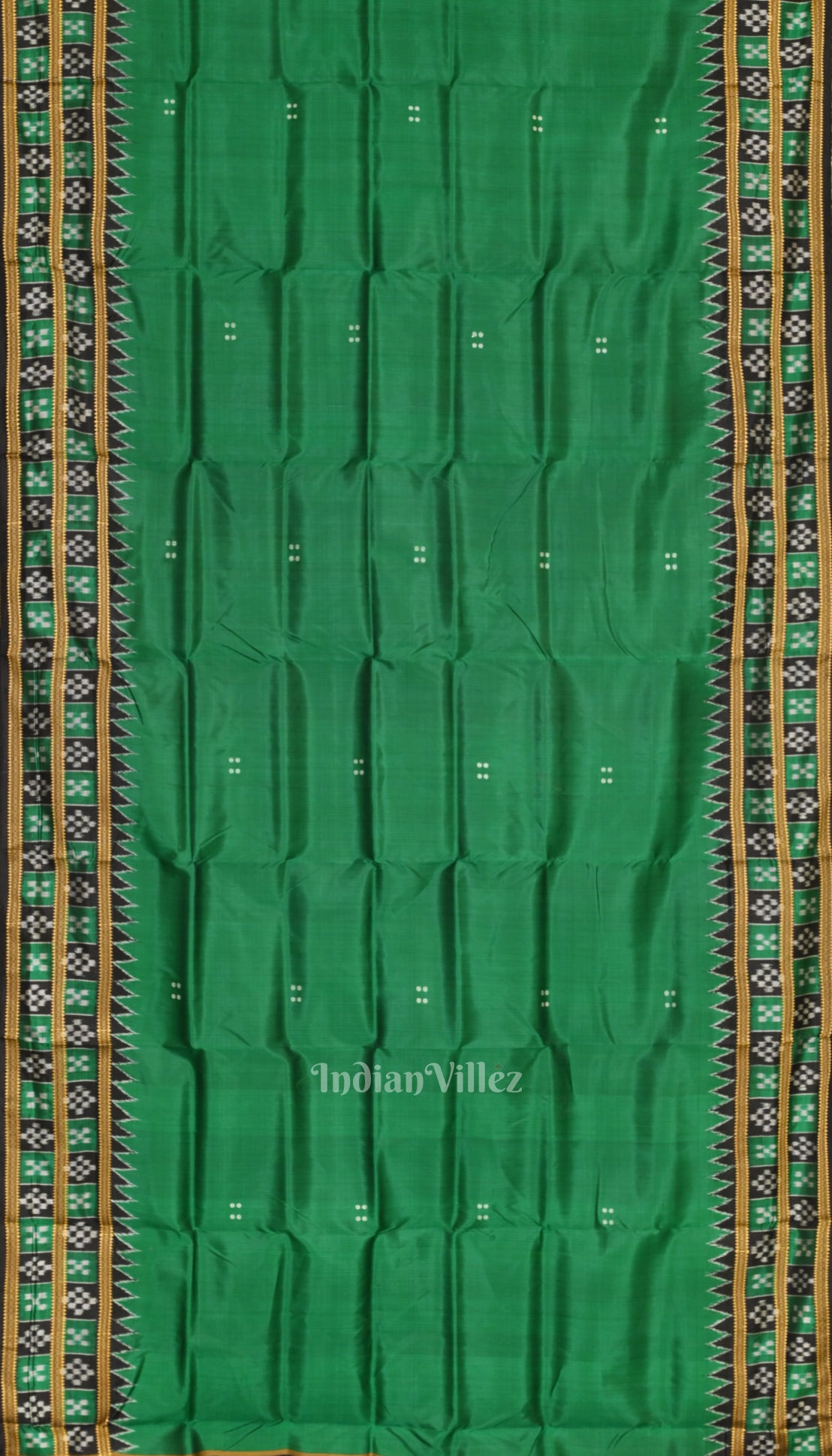 Green Body Double Pasapali  Border Odisha Ikat Khandua Silk Saree 