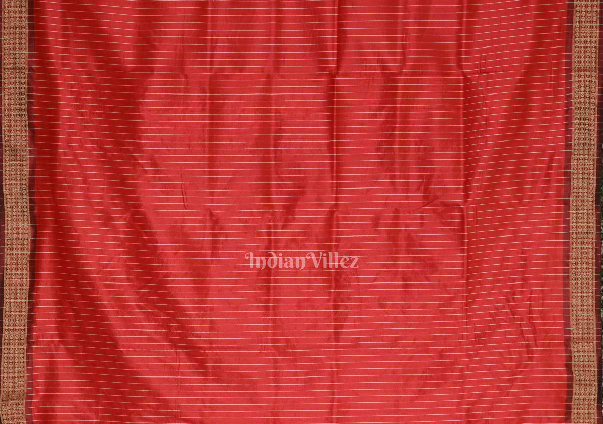 Red Pasapali Theme Odisha Ikat Khandua Silk Saree