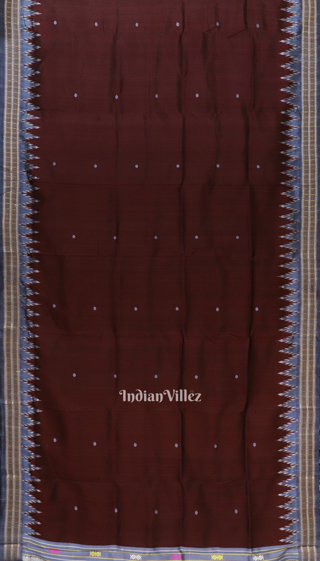 Deep Maroon Single Flower Motif Siminoi Silk Saree