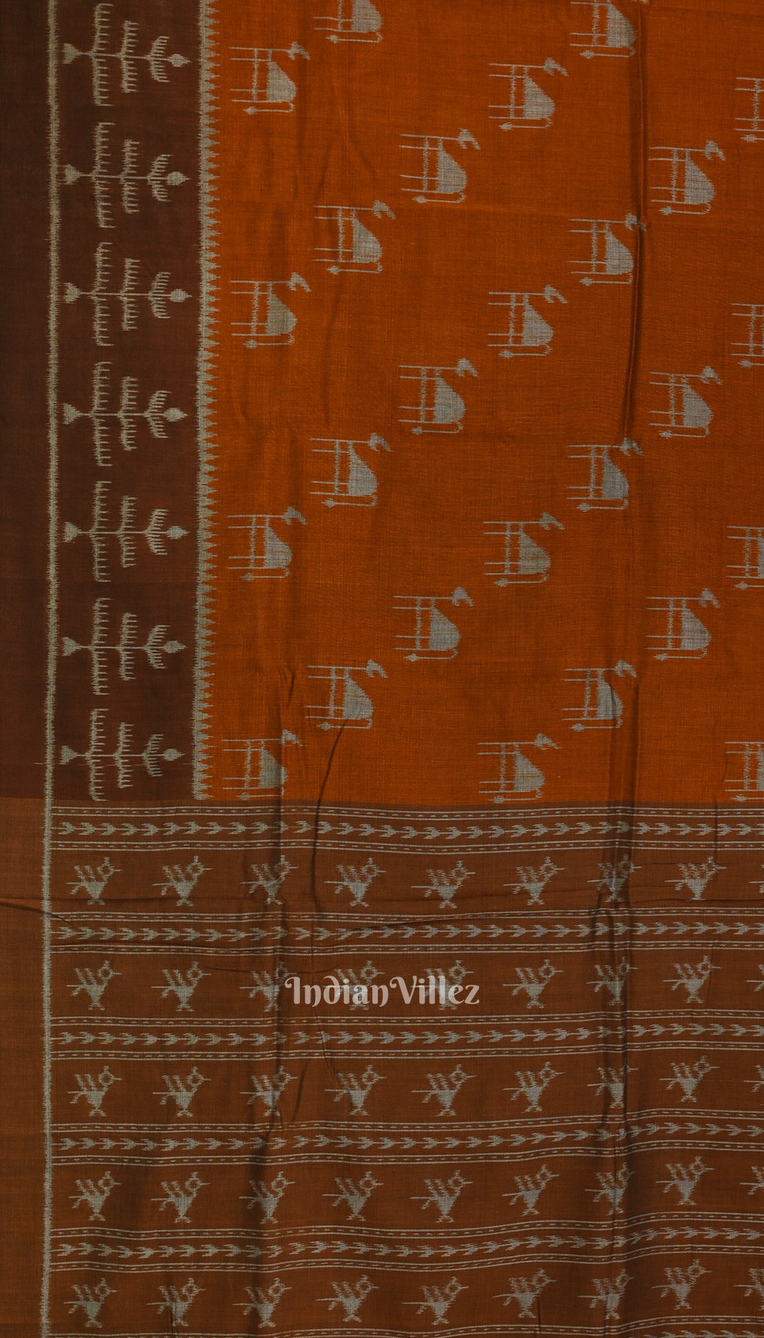 Copper Tribal Theme Odisha Ikat Sambalpuri Pure Cotton Saree