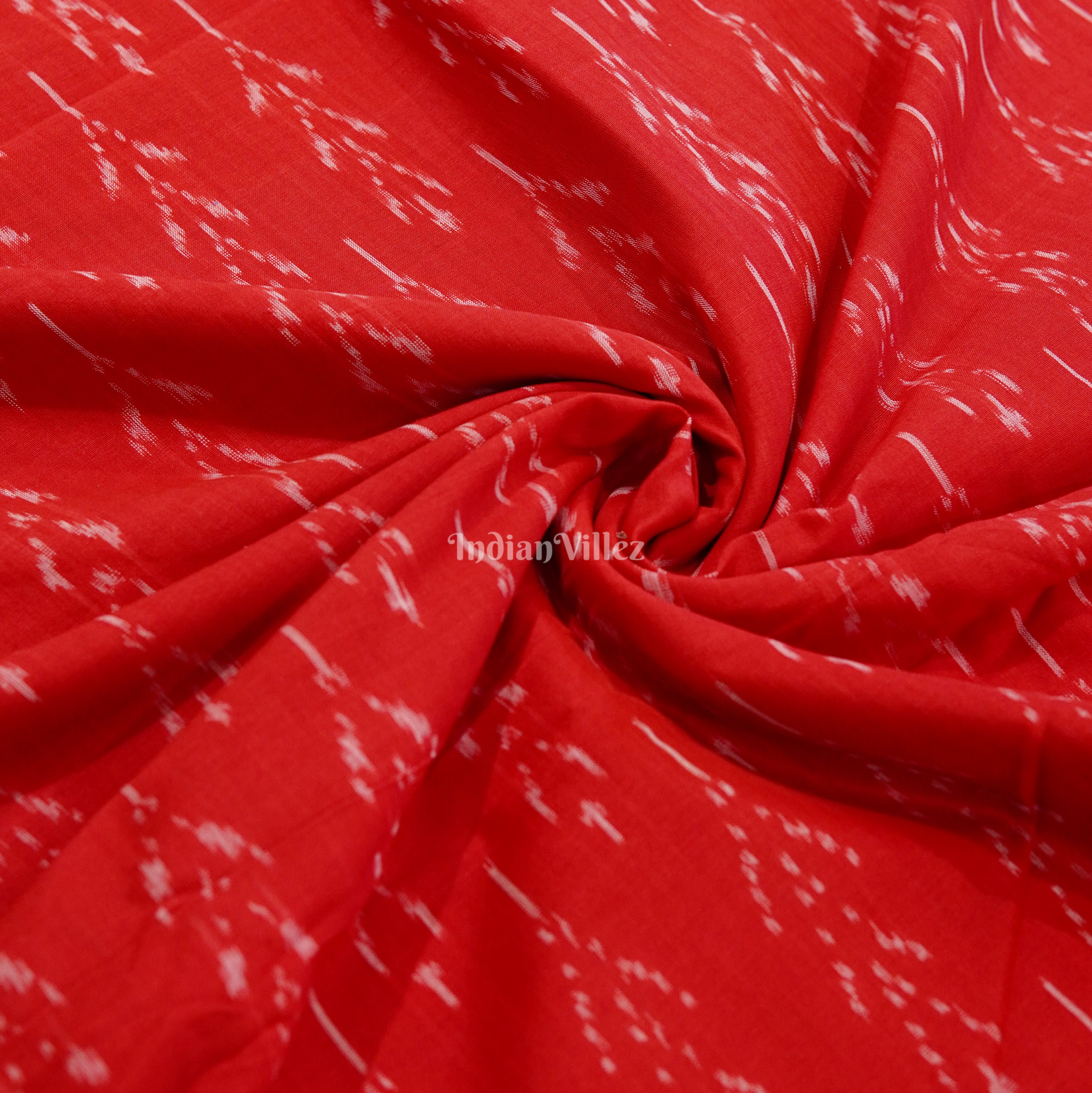 Red Handwoven Pochampally Ikat Cotton Fabric