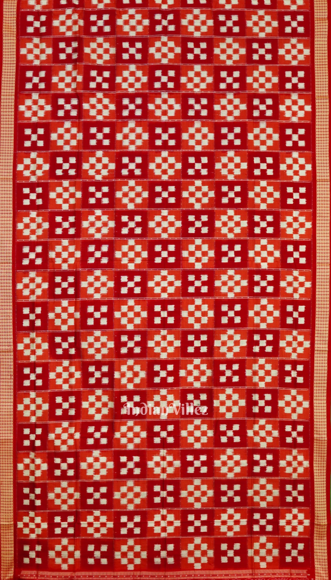 Red White Pasapali Theme Pure Sambalpuri Silk Saree