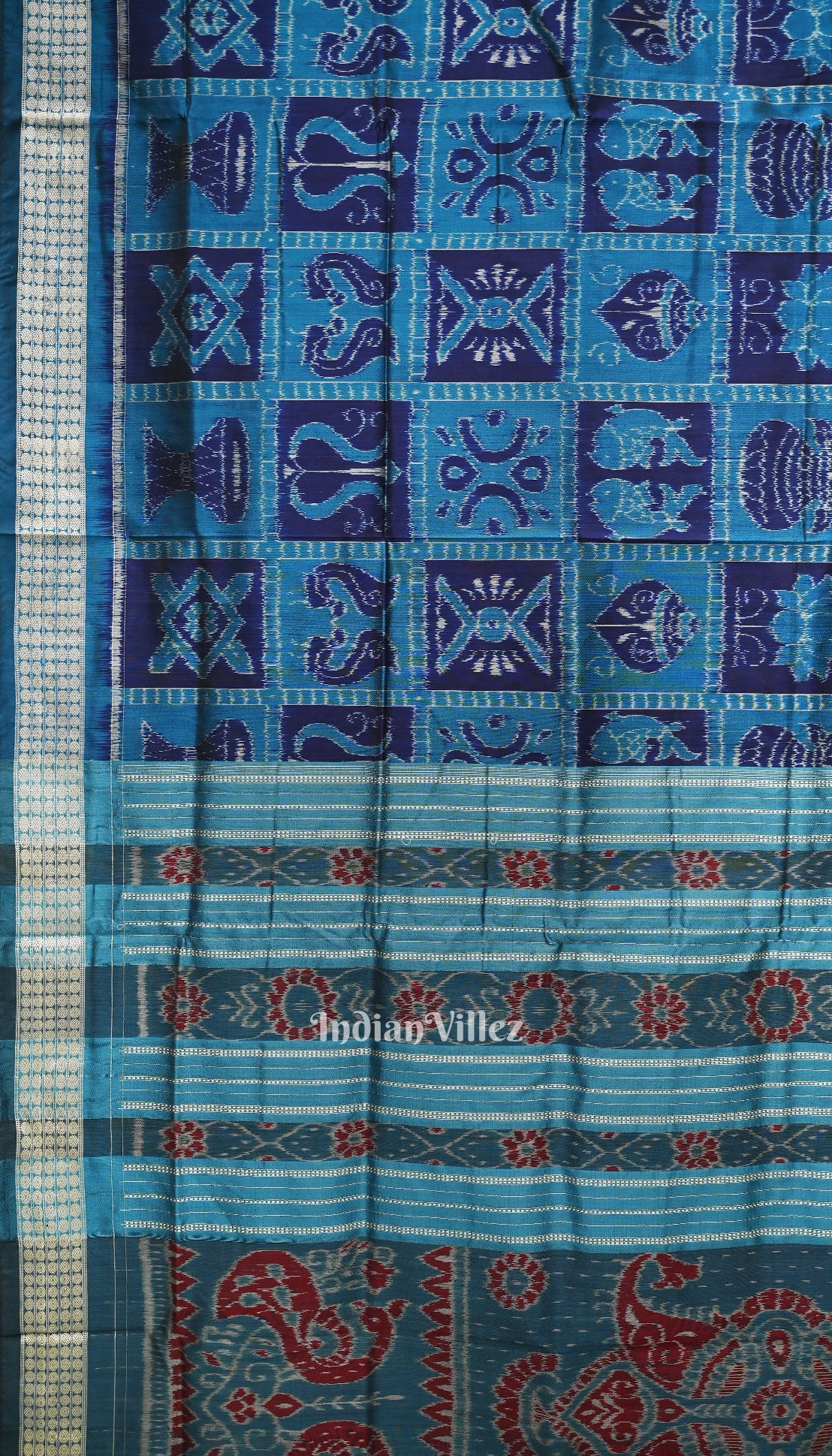 Blue Odisha Ikat Sambalpuri Silk Saree