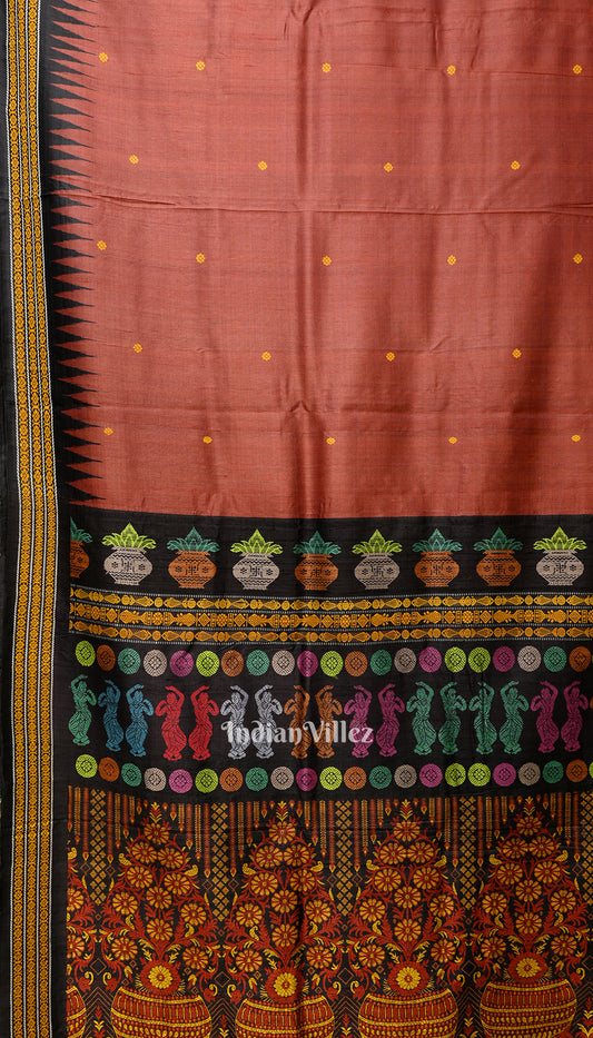 Fire Red Gopalpur Tussar Silk Saree