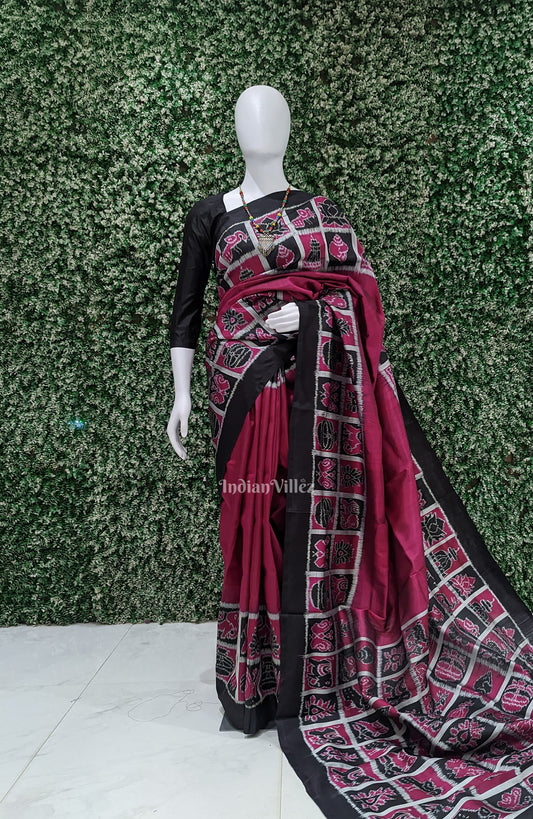 Magenta Nabakothi Contemporary Designer Silk Saree