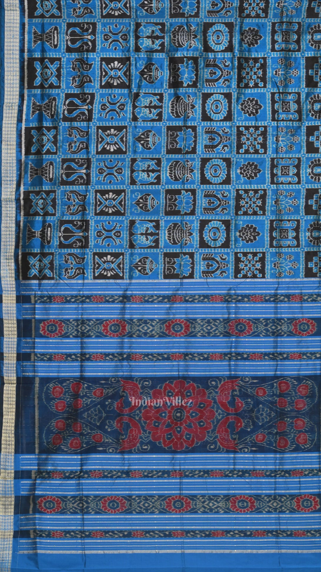 Deep Blue Nabakothi Odisha Ikat Sambalpuri Silk Saree