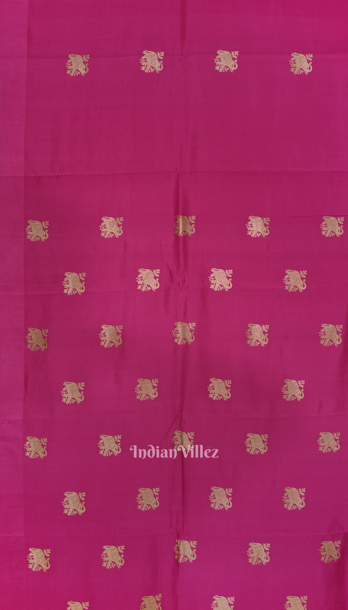 Rani Pink Pure Katan Banarasi Silk Saree With Elephant Motif