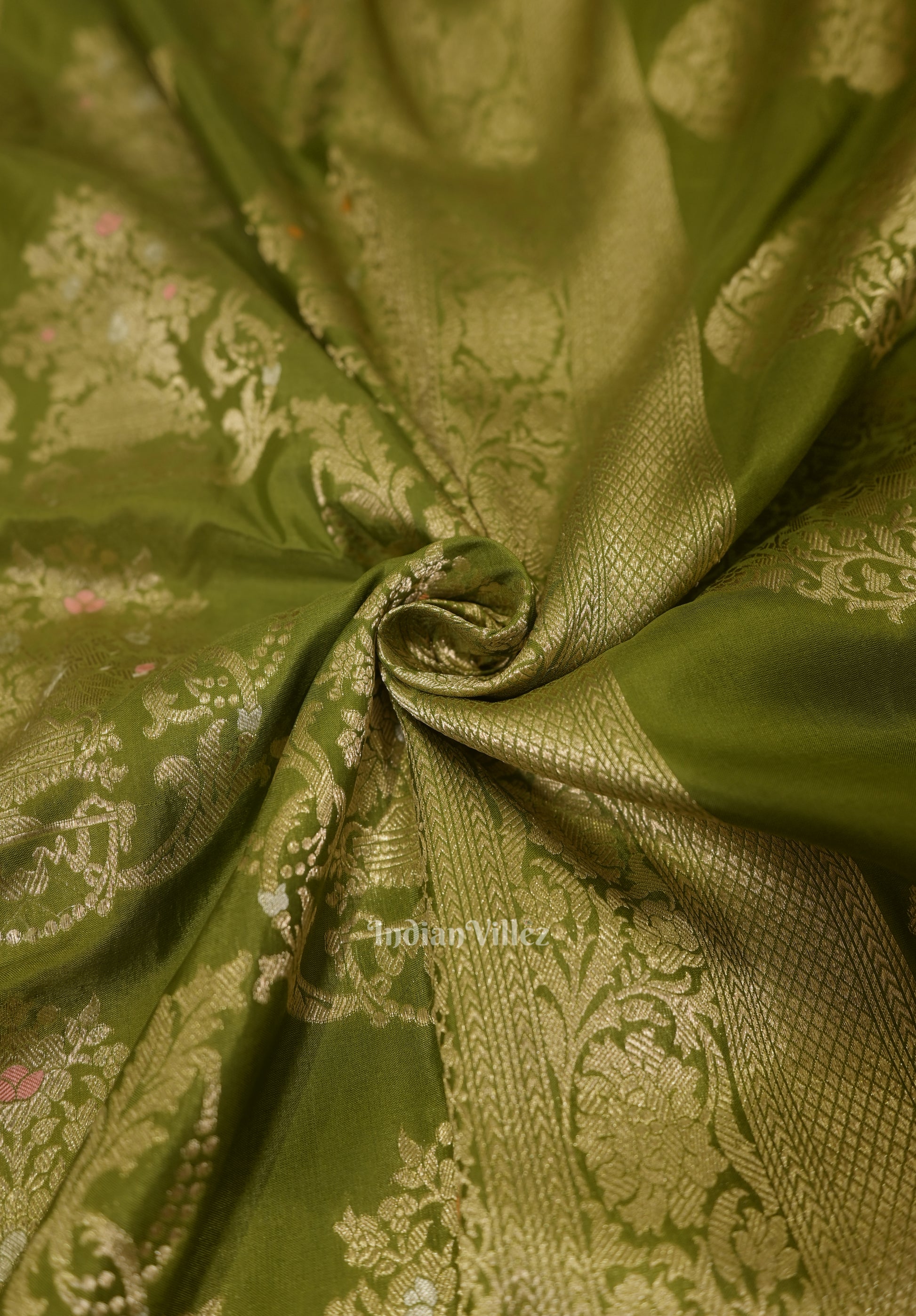 Green Meenakari Banarasi Katan Silk Saree